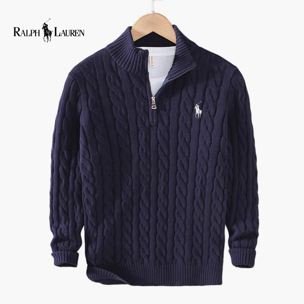 Pull Zippé Ꮢalph Ꮮаᴜгеn Maille Torsadée