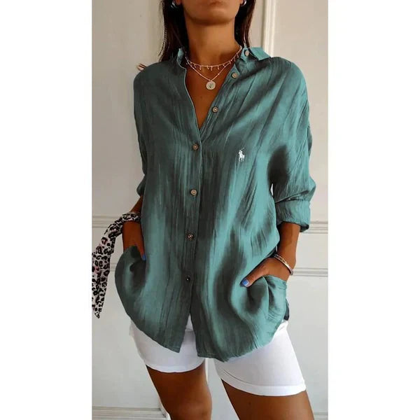 Chemise classique pour femme RL avec col doux et boutons