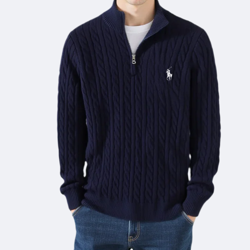 Pull Zippé Ꮢalph Ꮮаᴜгеn Maille Torsadée