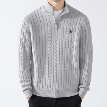 Pull Zippé Ꮢalph Ꮮаᴜгеn Maille Torsadée