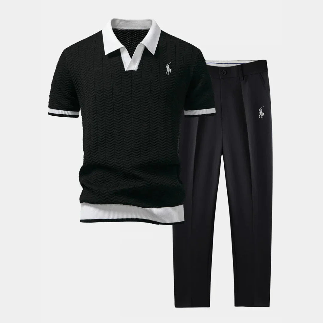 Ensemble RL™ – Polo Col V & Pantalon Fuselé Coupe Slim
