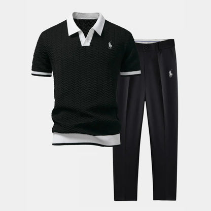 Ensemble RL™ – Polo Col V & Pantalon Fuselé Coupe Slim