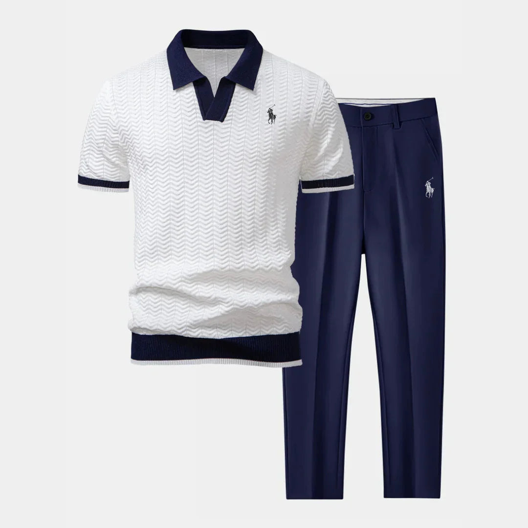Ensemble RL™ – Polo Col V & Pantalon Fuselé Coupe Slim