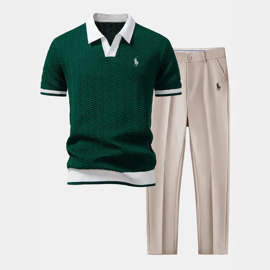 Ensemble RL™ – Polo Col V & Pantalon Fuselé Coupe Slim