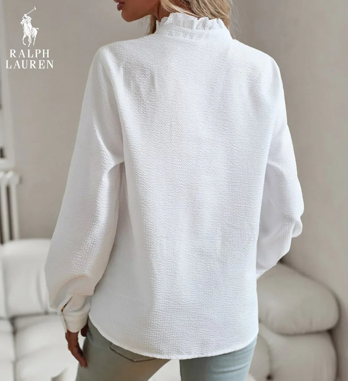 R. Ꮮаᴜгеn Chemise à Boutons Volants – Coupe Texturée Douce