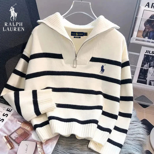 Pull Rayé à Col Zippé - PRIX DÉSTOCKAGE