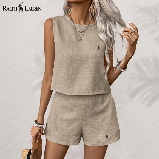 [Achetez 1, Recevez 2] Ensemble Complet en Lin Serenity Deux-Pièces par R. Ꮮаᴜгеn + Chapeau de Soleil R. Ꮮаᴜгеn Offert