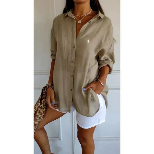 Chemise classique pour femme RL avec col doux et boutons
