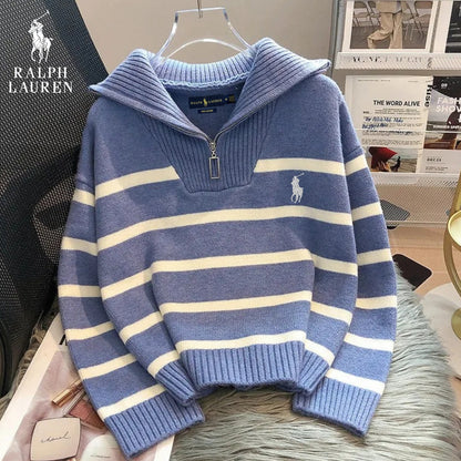 Pull Rayé à Col Zippé - PRIX DÉSTOCKAGE