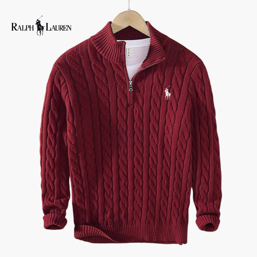 Pull Zippé Ꮢalph Ꮮаᴜгеn Maille Torsadée