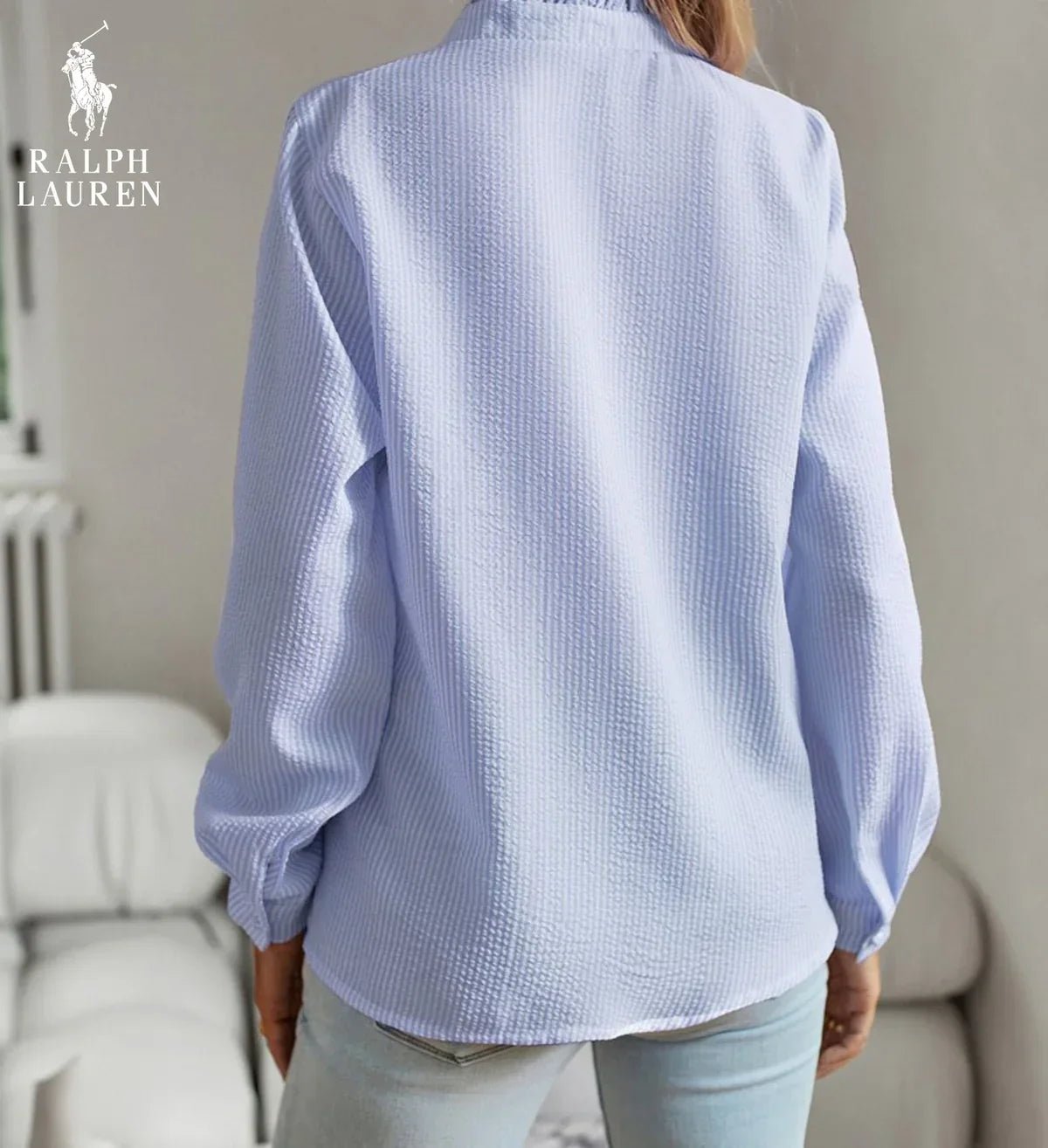 R. Ꮮаᴜгеn Chemise à Boutons Volants – Coupe Texturée Douce