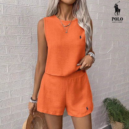 [Achetez 1, Recevez 2] Ensemble Complet en Lin Serenity Deux-Pièces par R. Ꮮаᴜгеn + Chapeau de Soleil R. Ꮮаᴜгеn Offert