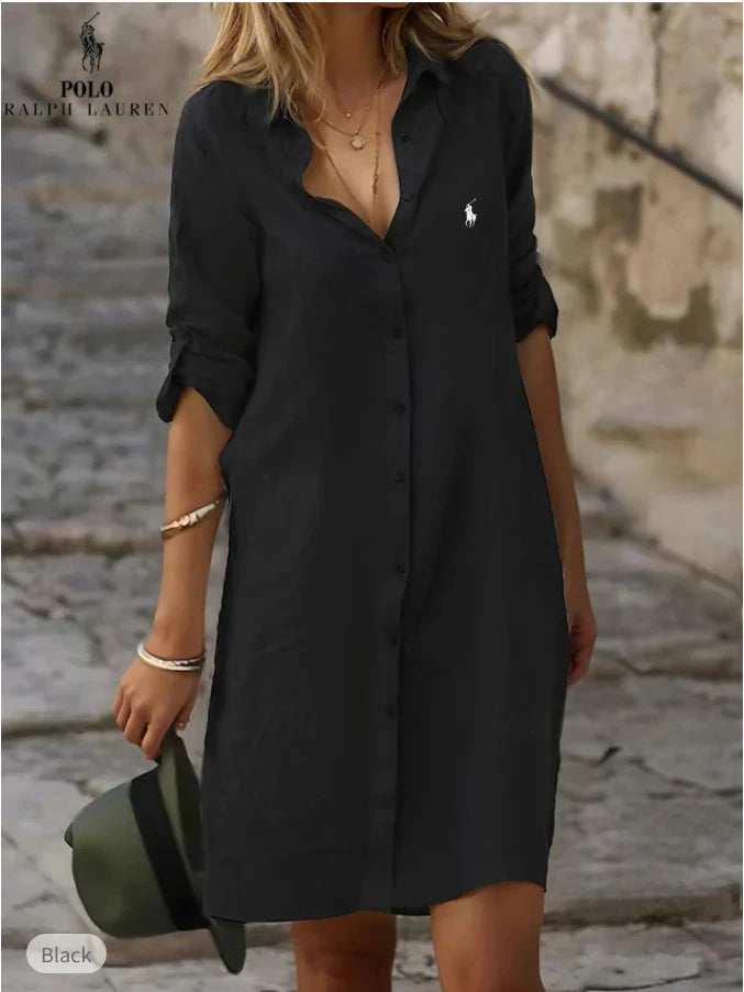 Robe‑chemise essentielle en lin et coton – DESTOCKAGE