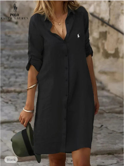 Robe‑chemise essentielle en lin et coton – DESTOCKAGE