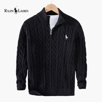 Pull Zippé Ꮢalph Ꮮаᴜгеn Maille Torsadée