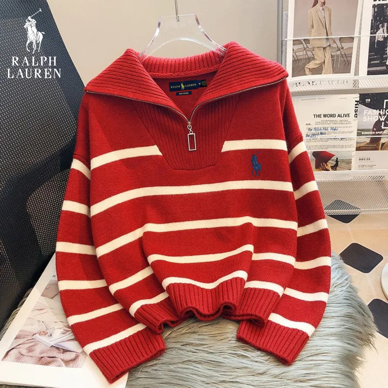 Pull Rayé à Col Zippé - PRIX DÉSTOCKAGE
