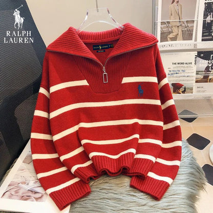 Pull Rayé à Col Zippé - PRIX DÉSTOCKAGE