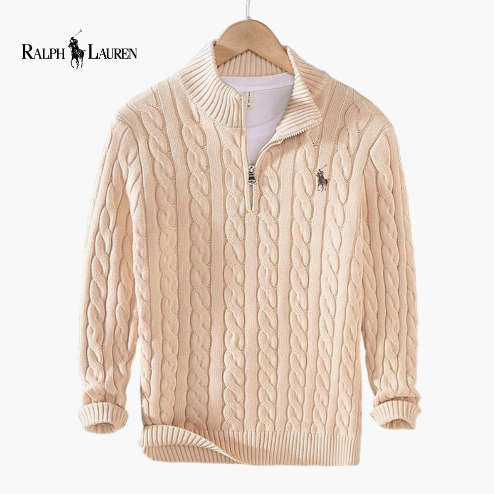 Pull Zippé Ꮢalph Ꮮаᴜгеn Maille Torsadée