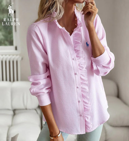 R. Ꮮаᴜгеn Chemise à Boutons Volants – Coupe Texturée Douce