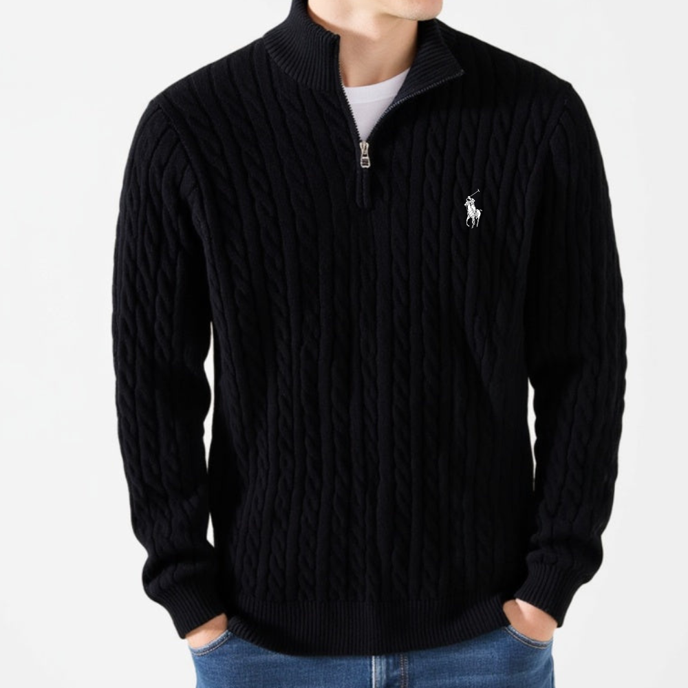 Pull Zippé Ꮢalph Ꮮаᴜгеn Maille Torsadée