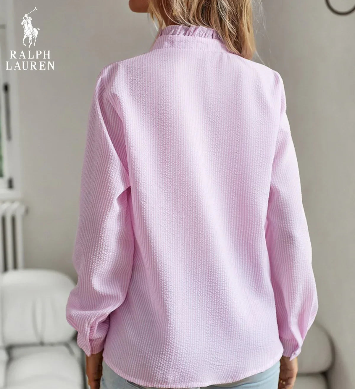 R. Ꮮаᴜгеn Chemise à Boutons Volants – Coupe Texturée Douce
