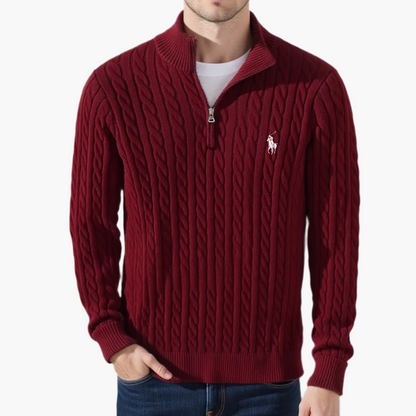 Pull Zippé Ꮢalph Ꮮаᴜгеn Maille Torsadée