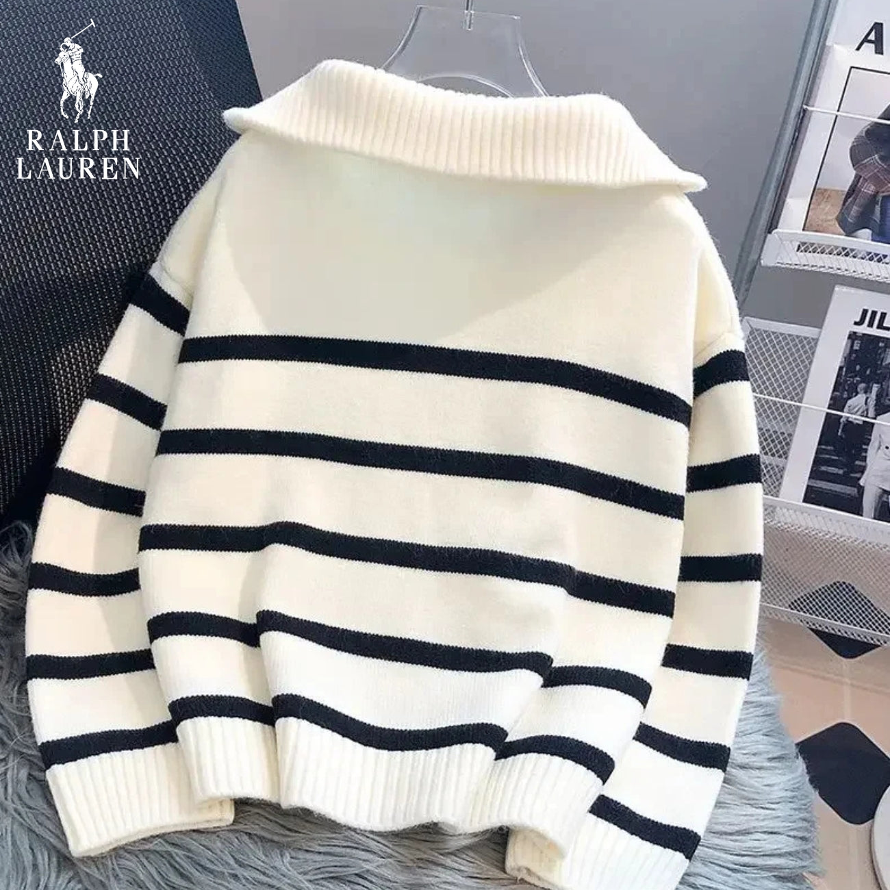 Pull Rayé à Col Zippé - PRIX DÉSTOCKAGE