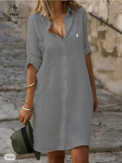 Robe‑chemise essentielle en lin et coton – DESTOCKAGE