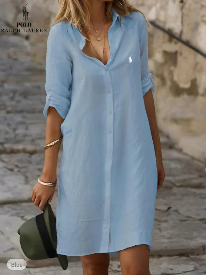 Robe‑chemise essentielle en lin et coton – DESTOCKAGE