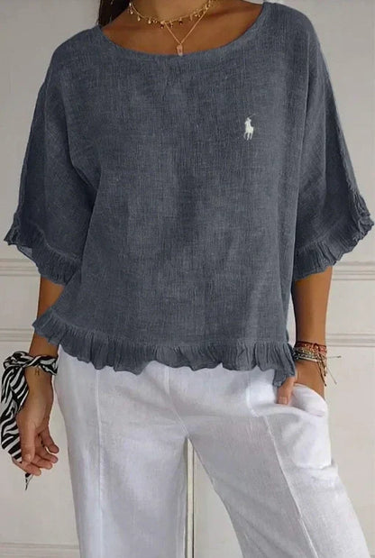 Liquidation 🔥 Chemisier en lin à volants et col rond Ralph Lauren pour femme