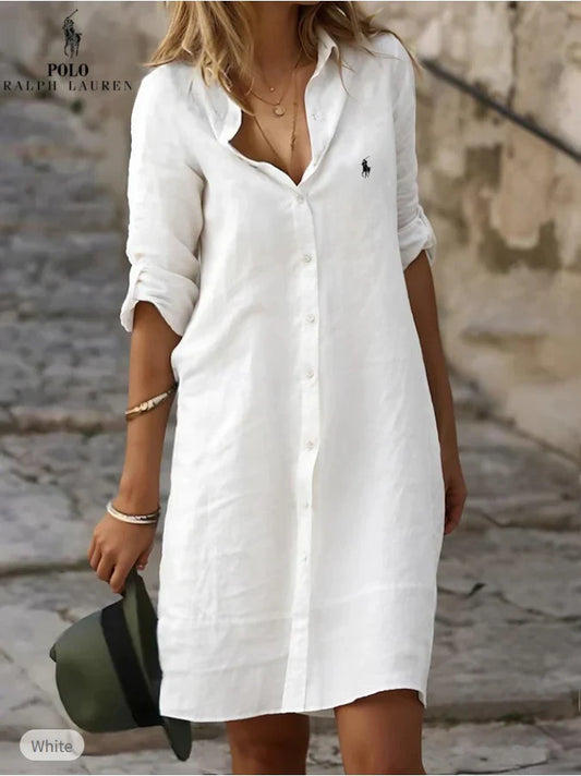 Robe‑chemise essentielle en lin et coton – DESTOCKAGE