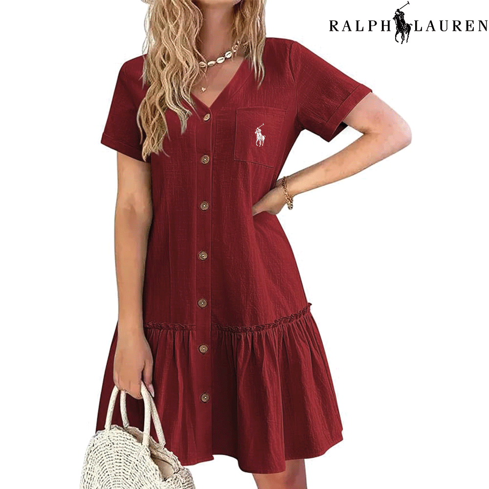 Ꮢаlрh Ꮮаurеn – Robe d’Été à Bretelles avec Coupe Cintrée