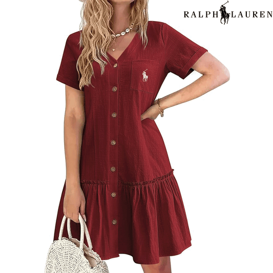Ꮢаlрh Ꮮаurеn – Robe d’Été à Bretelles avec Coupe Cintrée