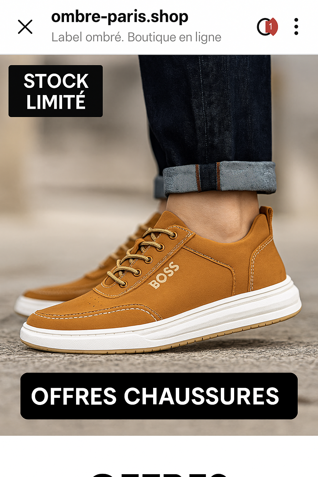 Sneakers Homme Cuir Caramel – Label Ombré