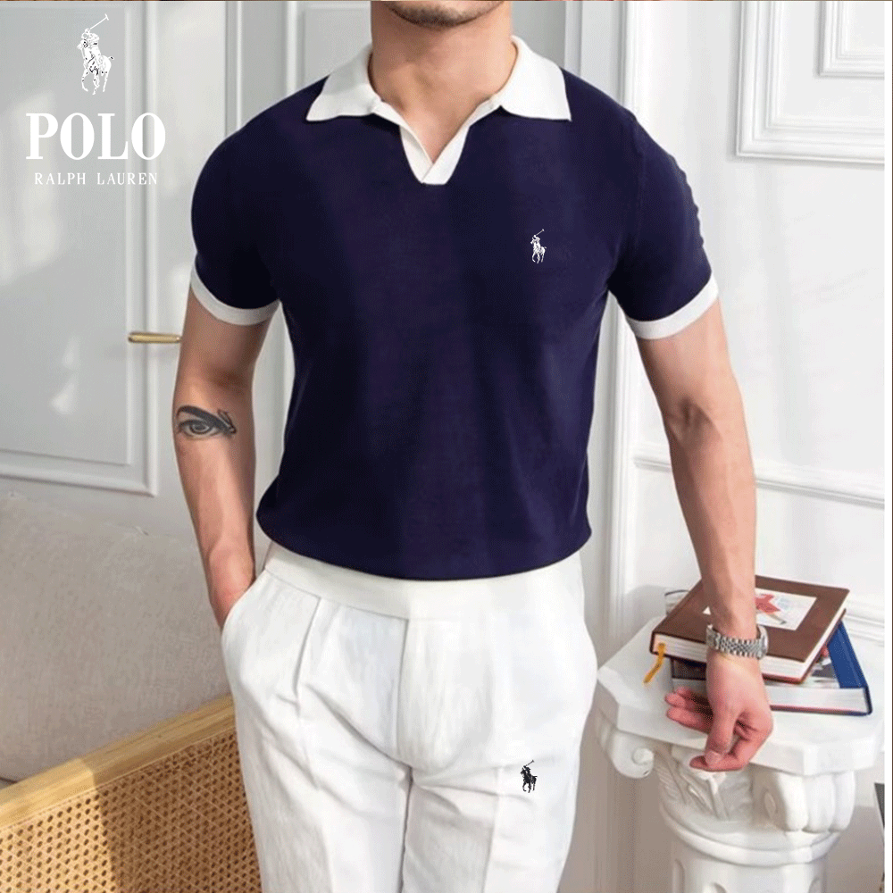 Ensemble RL™ – Polo Col V & Pantalon Fuselé Coupe Slim
