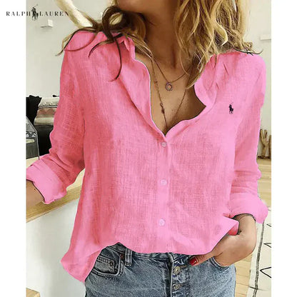 R. Ꮮаᴜгеn Chemise en Lin à Boutons