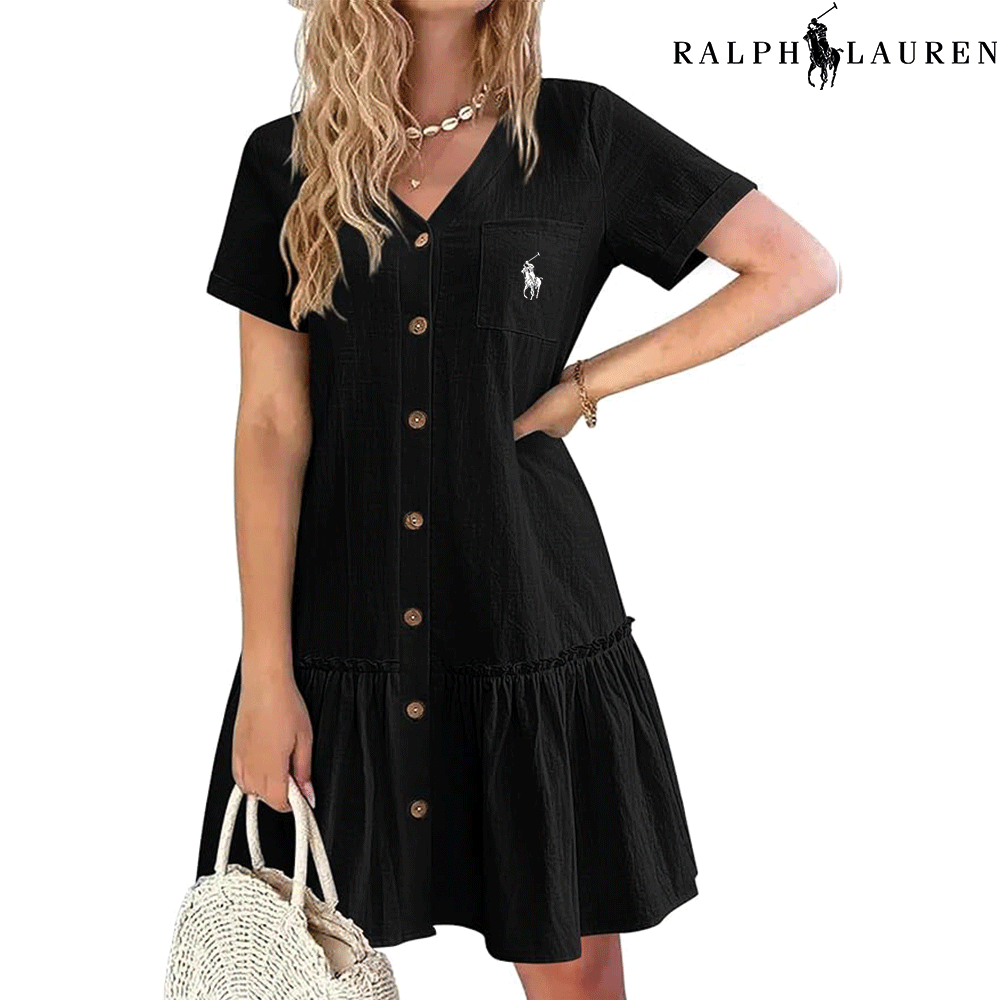 Ꮢаlрh Ꮮаurеn – Robe d’Été à Bretelles avec Coupe Cintrée