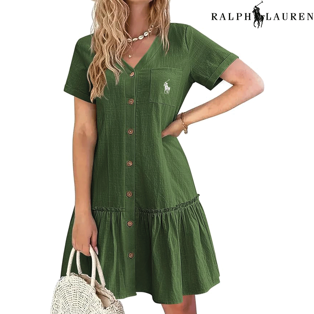 Ꮢаlрh Ꮮаurеn – Robe d’Été à Bretelles avec Coupe Cintrée