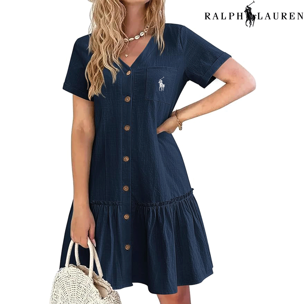 Ꮢаlрh Ꮮаurеn – Robe d’Été à Bretelles avec Coupe Cintrée
