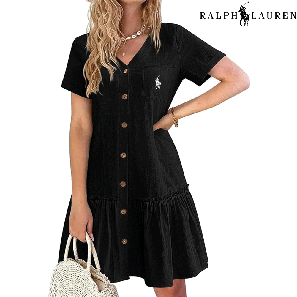 Ꮢаlрh Ꮮаurеn – Robe d’Été à Bretelles avec Coupe Cintrée
