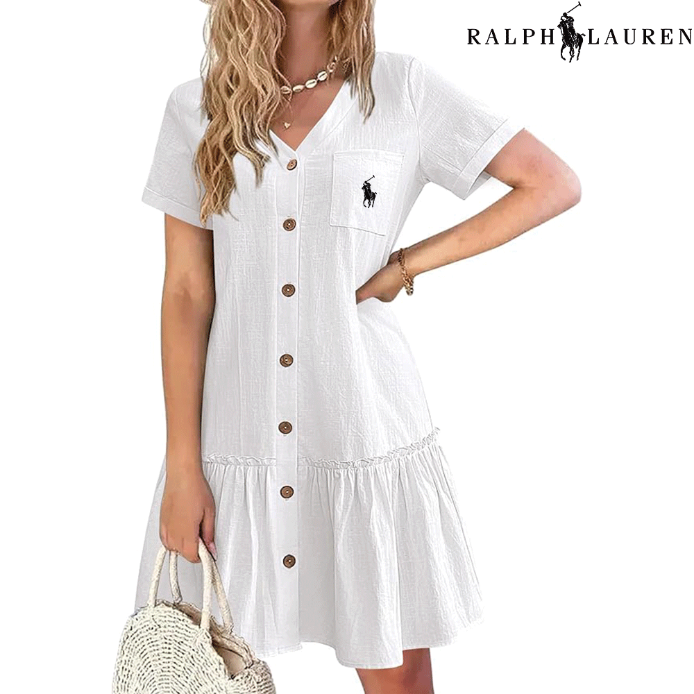 Ꮢаlрh Ꮮаurеn – Robe d’Été à Bretelles avec Coupe Cintrée
