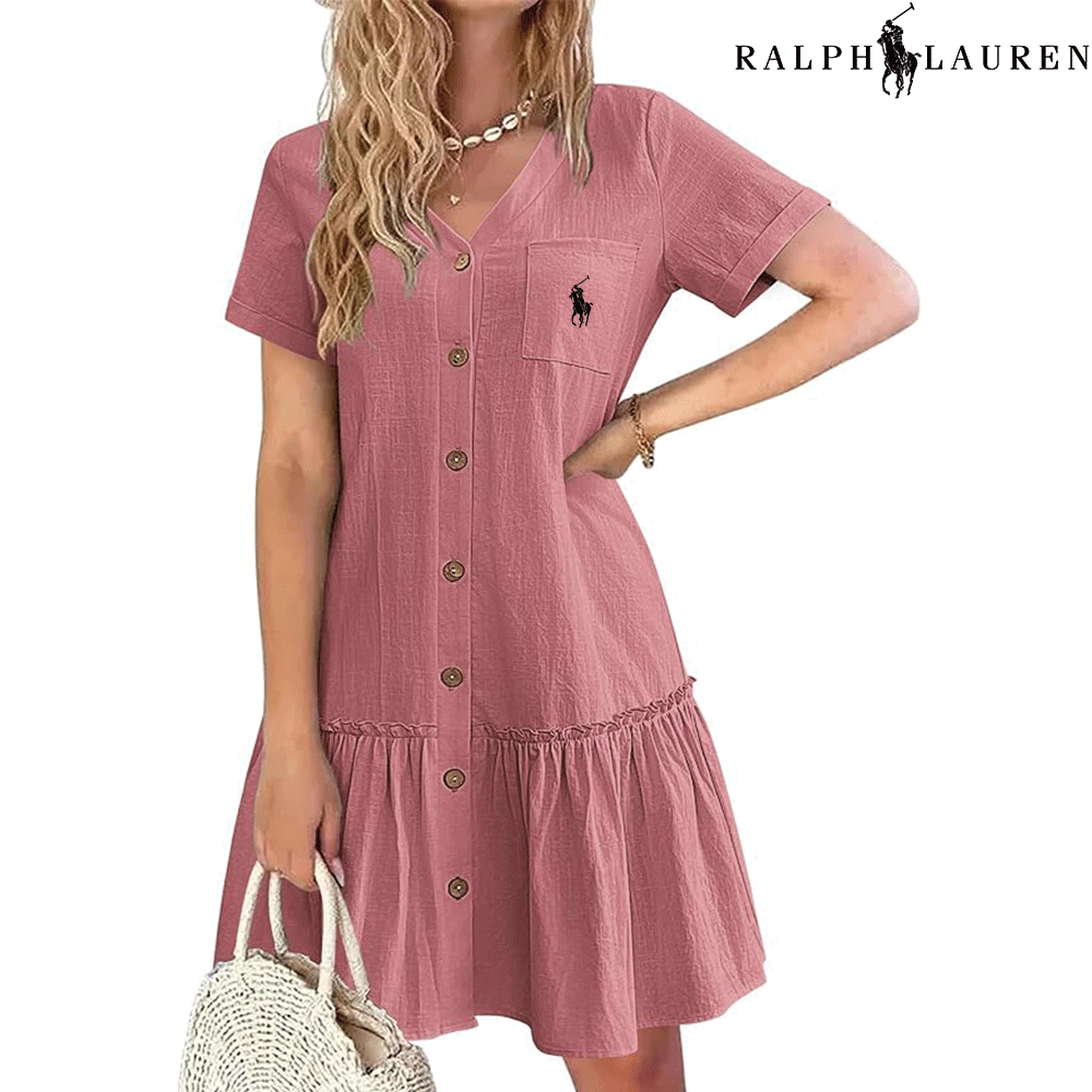 Ꮢаlрh Ꮮаurеn – Robe d’Été à Bretelles avec Coupe Cintrée